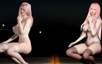 Double Pink-haired Korean Beauty Choloate Cream Big Tits White Tiger Pussy